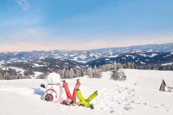 Der Schneemann und wir am Klippitztoerl